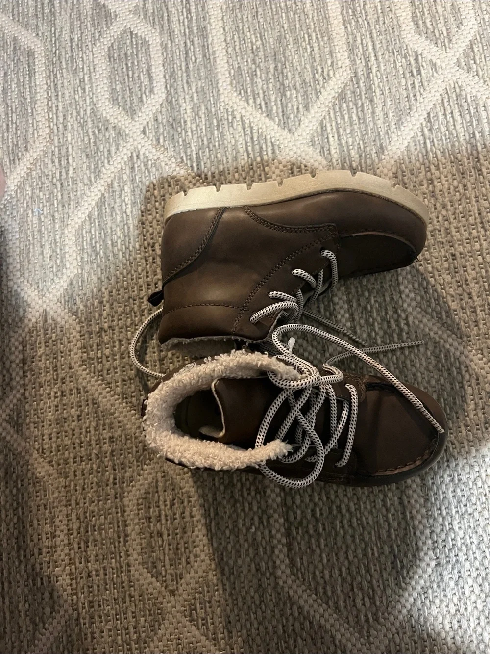 OshKosh B'gosh Brown Lace-Up Faux-Fur Lined Kids Boots